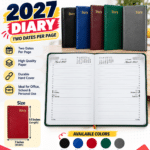 2027 Big Two Dates Per Page Diary – Hard Cover Daily Planner, 7 x 9.5 Inches, Offset Paper, 5 Colors Available