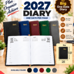 2027 Big One Date Per Page Diary – Premium Hard Cover Daily Planner, 7 x 9.5 Inches, Quality Paper, Available in 5 Colors