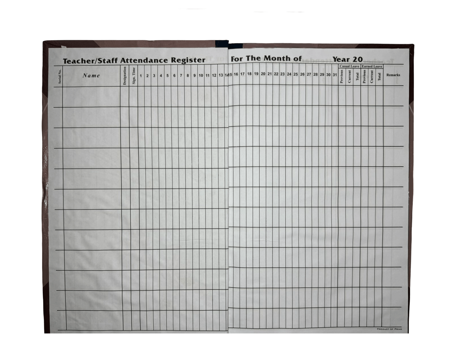 Prime Staff Attendance Register | Imported - Image 2