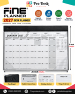 FINE Planner 2027 Desk Planner Calendar – 20 x 15 Inch Monthly Organizer with English & Islamic Dates, Holidays Section and To-Do List