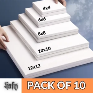 Pack of 10 canvas of 5 sizes 4x4+ 6x6+ 8x8+ 10x10+ 12x12inch Canvases for Painting Canvas 100% Small Cotton Stretched Canvas for acrylic colour