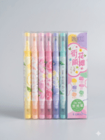 Aesthetic Dual Tip Highlighters | 1 Pack(6 Pcs) | Pastel Floral Chisel & Fine Tip Marker Set for Bullet Journaling, Note Taking & School Supplies