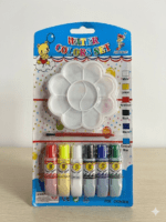 Washable Water Colour Paint Set for Kids – All-in-One Children’s Art Kit with Flower Mixing Palette & Paintbrushes | Available in 6-Color and 12-Color