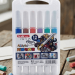 Yulin 12 Colors Acrylic Paint Markers Set with Storage Case – Washable Multi-Surface DIY Craft Pens for Rock Painting, Glass, Ceramic, Wood & Canvas (Model Y-04-12)