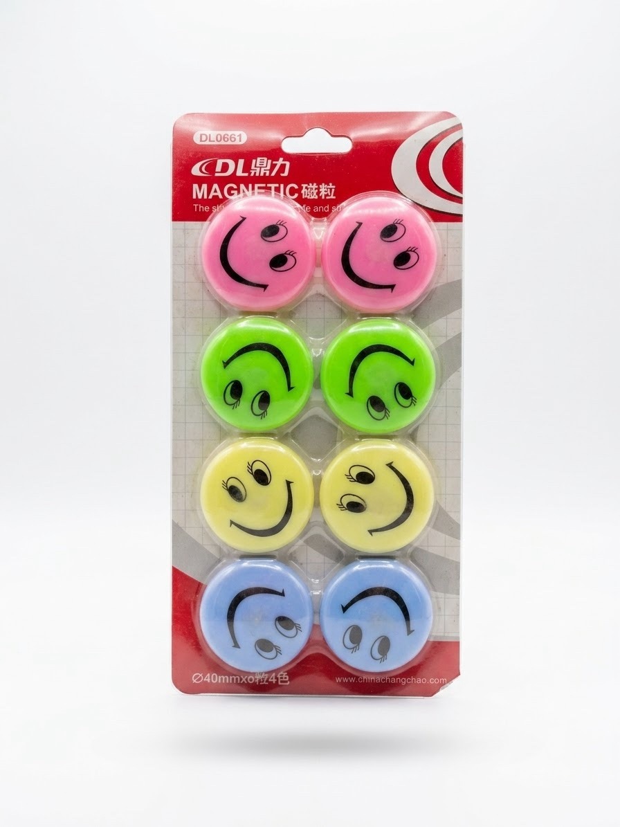 img_2753-3 Cute Emoji Whiteboard Magnets Set - Colorful Smiley Face Refrigerator Magnets for Office, Classroom & Kitchen - Strong Notice Board Magnetic Buttons (30mm / 40mm Packs) - Image 1
