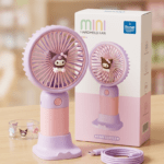 Cute Mini USB Rechargeable Handheld Fan for Kids – 3 Speed Portable Desk & Hand Fan with Stand | Quiet Personal Cooling Fan for Home, Office, School & Travel