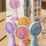 USB Rechargeable Mini Handheld Fan – Portable 3 Speed Personal Cooling Fan with Desktop Stand | Quiet Mini Fan for Home, Office, School & Travel (Assorted Colors)