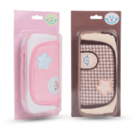 Cute Double Zipper Pencil Case for Kids – Canvas School Pencil Pouch with Multi Compartments | Pink & Brown