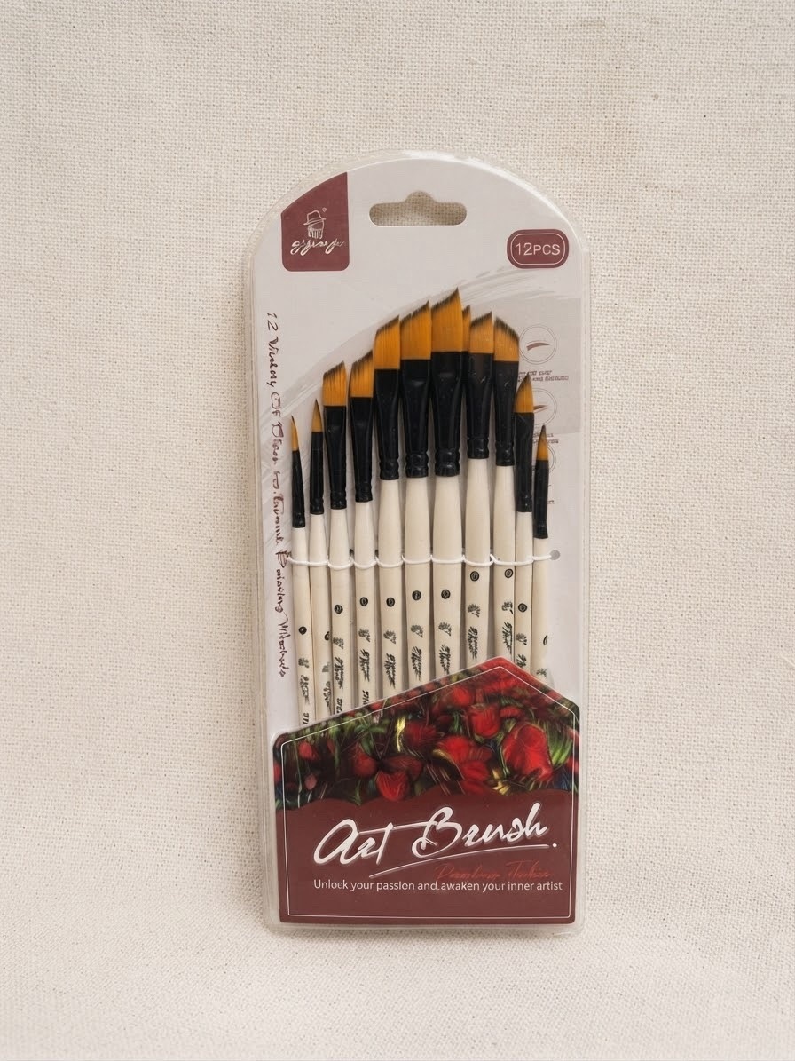 img_3500-2 Angled Shader Professional 12 Pcs Artist Paint Brush Set – Precision Slanted Tips for Detailed Painting & Edging - Image 1