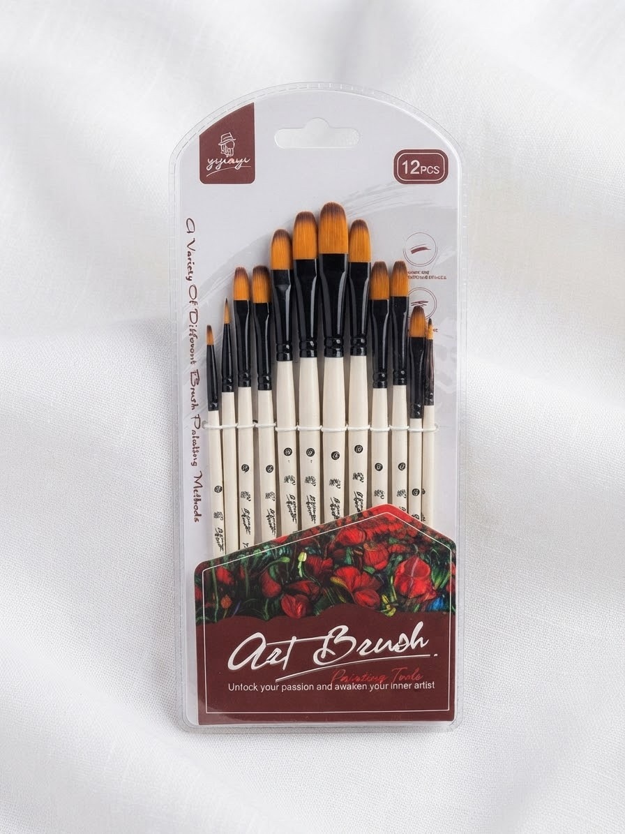 img_3501-3 Filbert Tip Professional 12 Pcs Artist Paint Brush Set – Oval Domed Brushes for Soft Blending & Figure Painting - Image 1
