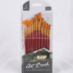 Professional 12 Pcs Assorted Artist Paint Brush Set – Complete Variety Pack with Round, Flat, Angled, & Filbert Tips for Acrylic, Oil, & Watercolor Painting