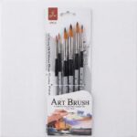 Round Tip Professional 6 Pcs Artist Paint Brush Set – Silver & Black Handle Fine Detail Brushes for Watercolor, Acrylic, & Oil Painting