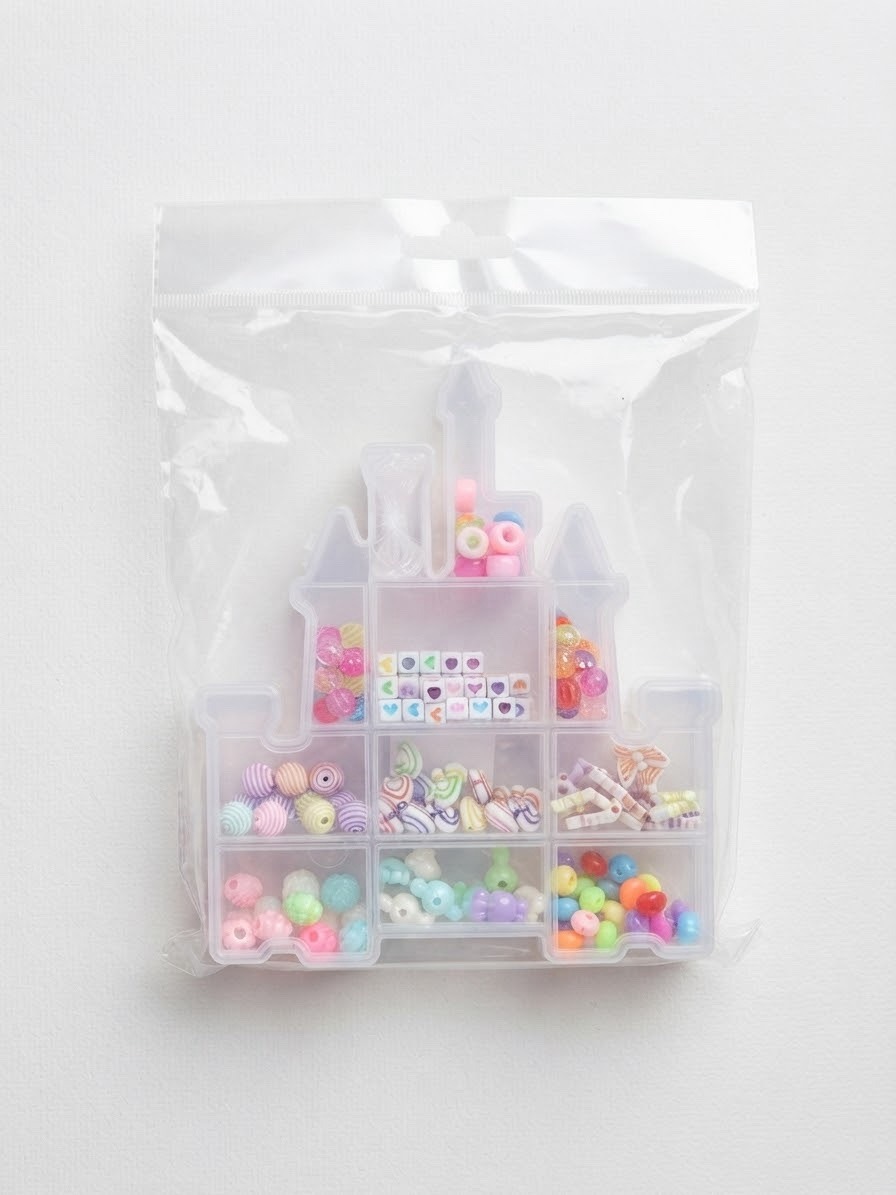img_3525 DIY Castle Shape Bead Storage Box with Colorful Assorted Beads – Kids Jewelry Making Kit & Craft Organizer - Image 1