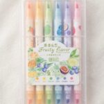 Fruity Flavor Double-Ended Highlighter Set - 6 Pastel Aesthetic Aesthetic Highlighters with Storage Case, Cute Stationery for School, Journaling & Office